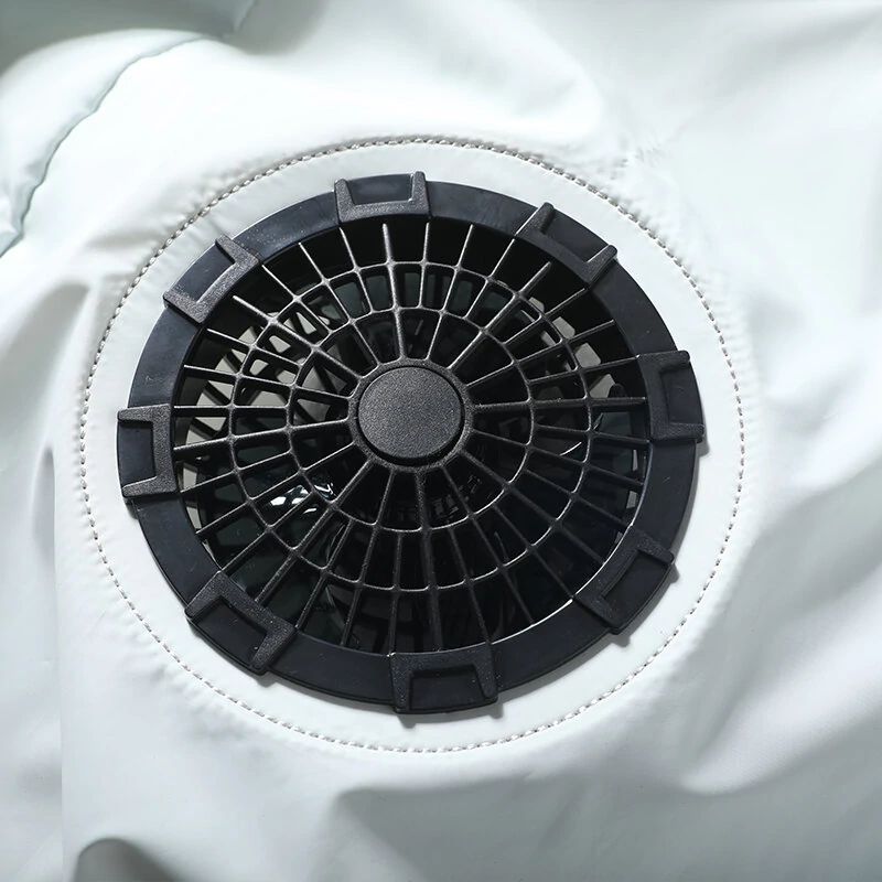 (image for) TENGOO Air Conditioning Hooded Vest Three Wind Speeds Heatproof Cooling Clothing USB Charging Sun Protection Continuous Cooling Jacket with Two Fans for Summer High Temperature Outdoor Work